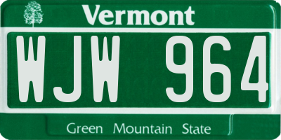 VT license plate WJW964