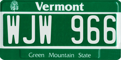 VT license plate WJW966