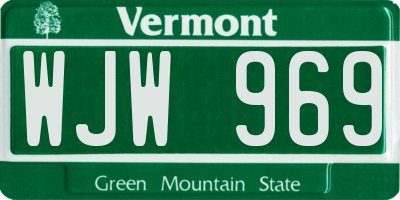 VT license plate WJW969