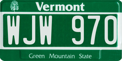 VT license plate WJW970