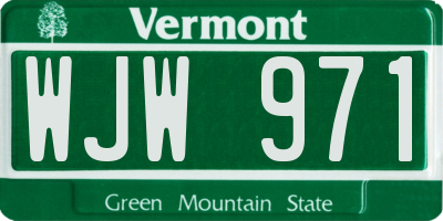 VT license plate WJW971
