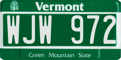 VT license plate WJW972