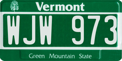 VT license plate WJW973