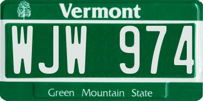 VT license plate WJW974