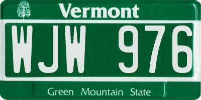 VT license plate WJW976
