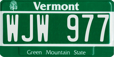 VT license plate WJW977
