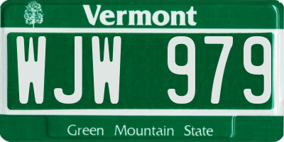 VT license plate WJW979