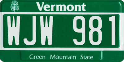 VT license plate WJW981