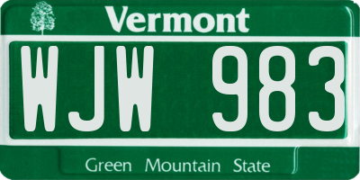 VT license plate WJW983