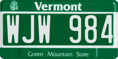 VT license plate WJW984