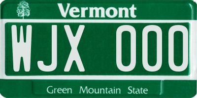 VT license plate WJX000