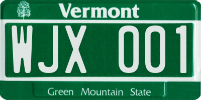 VT license plate WJX001