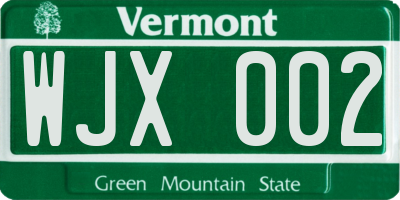 VT license plate WJX002
