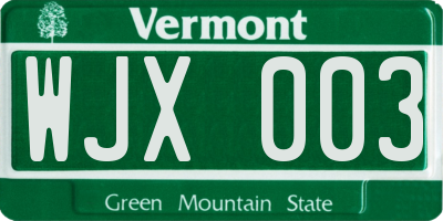 VT license plate WJX003