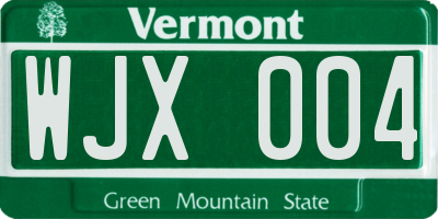 VT license plate WJX004