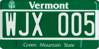 VT license plate WJX005
