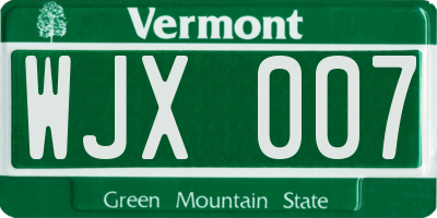 VT license plate WJX007