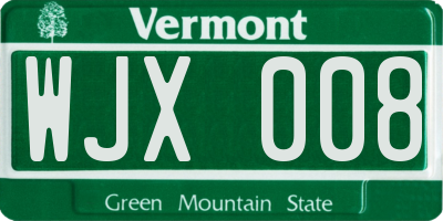 VT license plate WJX008