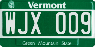 VT license plate WJX009