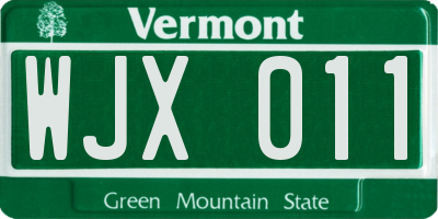VT license plate WJX011