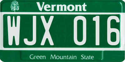 VT license plate WJX016