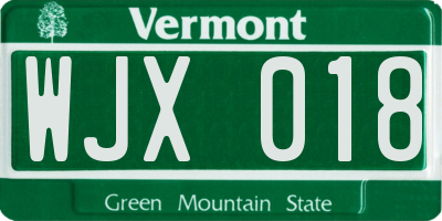 VT license plate WJX018