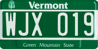 VT license plate WJX019