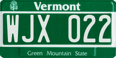 VT license plate WJX022