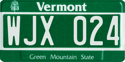 VT license plate WJX024