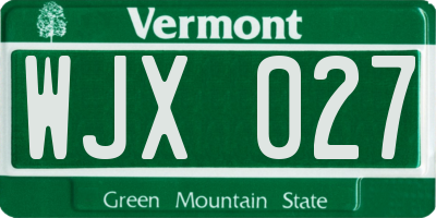 VT license plate WJX027