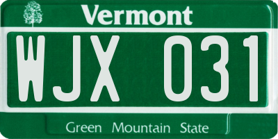 VT license plate WJX031