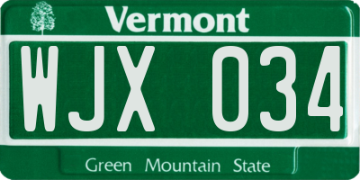 VT license plate WJX034