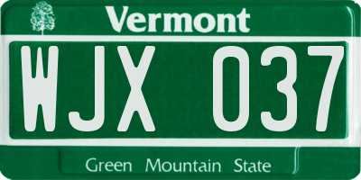 VT license plate WJX037