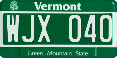 VT license plate WJX040