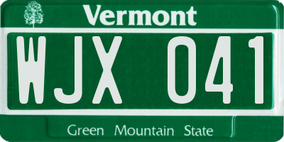 VT license plate WJX041