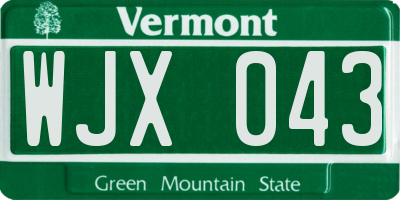 VT license plate WJX043