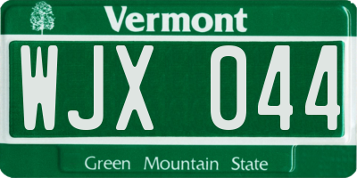 VT license plate WJX044