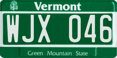 VT license plate WJX046