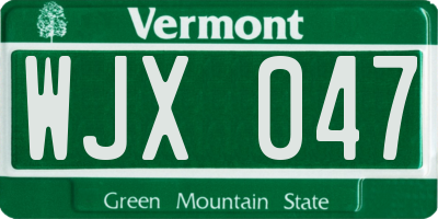 VT license plate WJX047