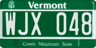 VT license plate WJX048