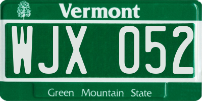 VT license plate WJX052