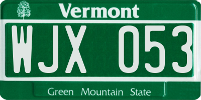 VT license plate WJX053