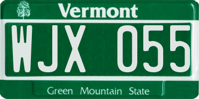 VT license plate WJX055