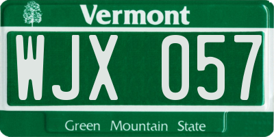 VT license plate WJX057