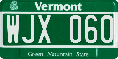 VT license plate WJX060