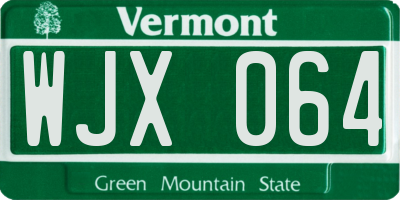 VT license plate WJX064