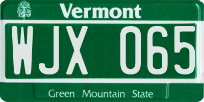 VT license plate WJX065