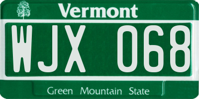VT license plate WJX068