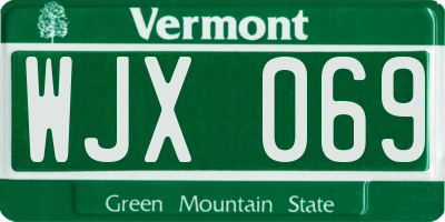 VT license plate WJX069