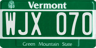 VT license plate WJX070